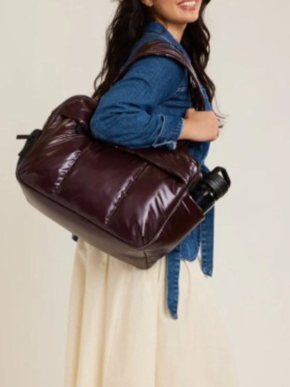Calpak Luka Duffel Glazed Dark Cherry - Metallic Burgundy Travel Bag - Picture 5 of 11